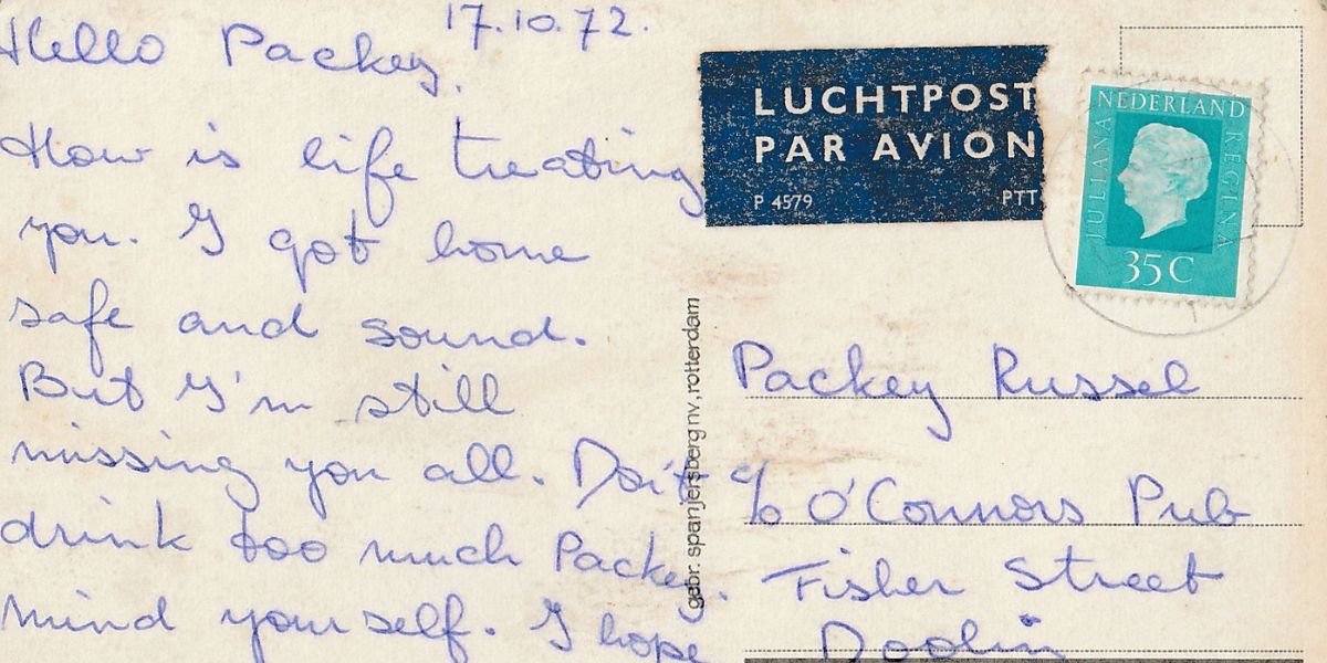 Postcard to Packie Russell